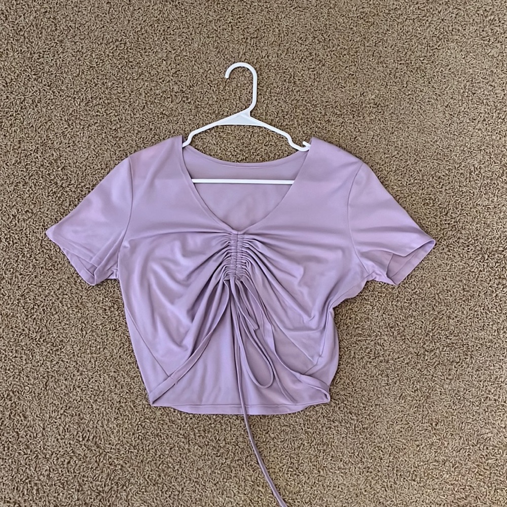 light purple crop top, adjustable length, size M